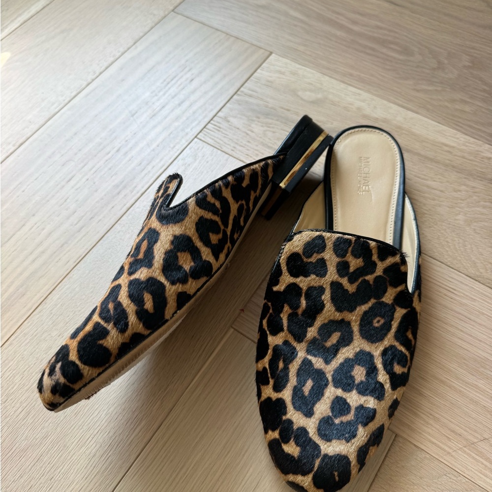MICHAEL Michael Kors Leopard calf hair Slip-On Mules - Brown/Black - Picture 2 of 6
